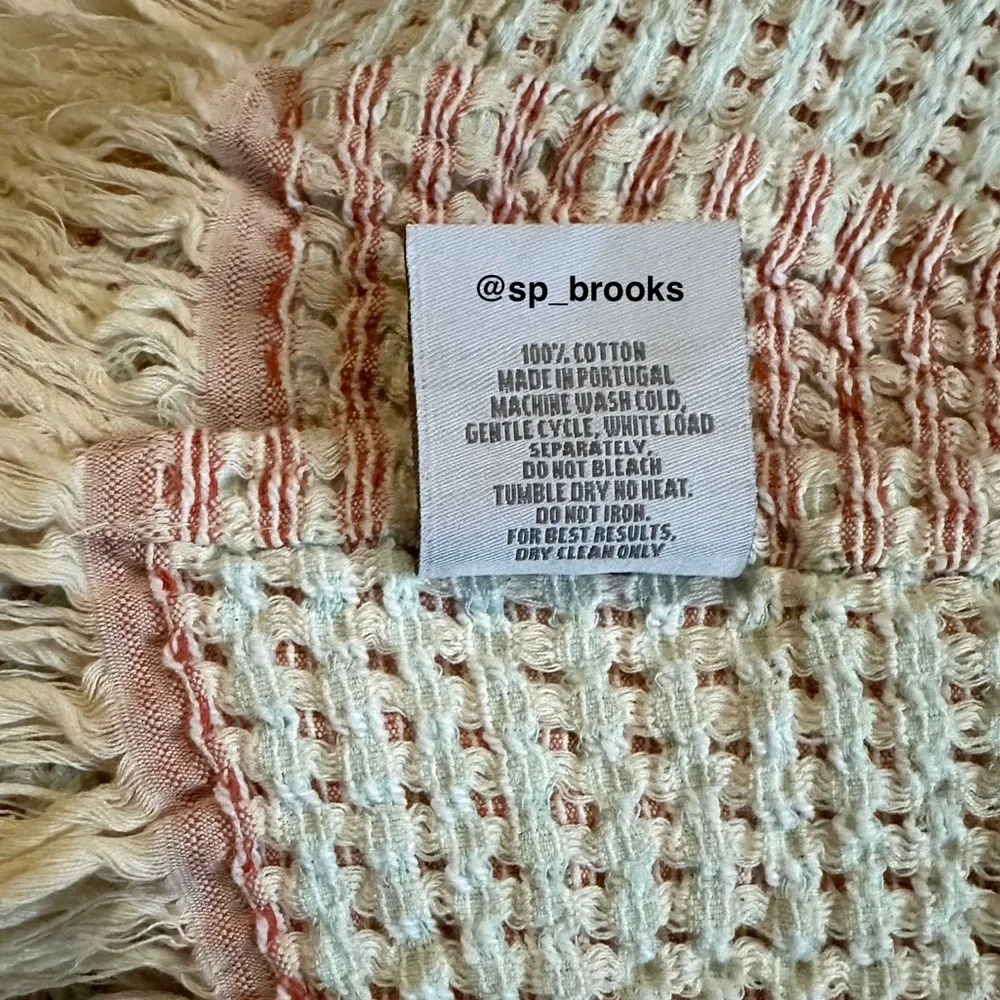 🎁Texteis Penedo Throw Blanket - Peppermint - Reverse Waffle Bands